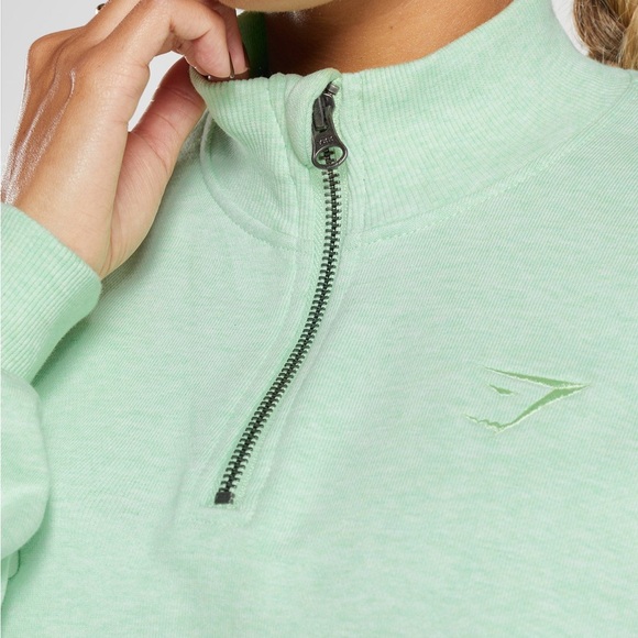 Gymshark Light Green Quarter-Zip Sweatshirt Medium - Picture 9 of 10